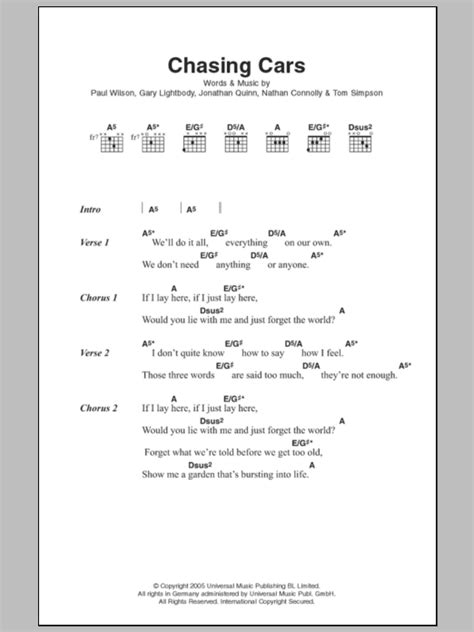 chasing cars lyrics|chasing cars chords and lyrics.